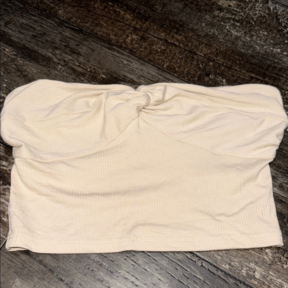 SHEIN Cream Strapless Crop Top